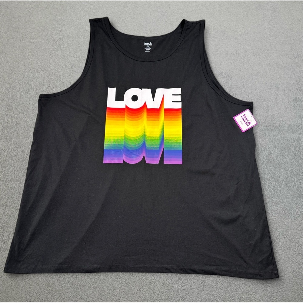 LGBT Love Tank Top Black Mens 4XL Hope & Wonder Pride Love Rainbow Equality 365